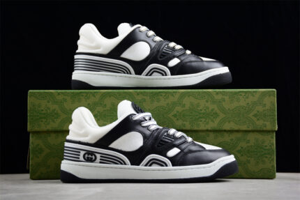 Gucci Black and White Leather Sneakers with Monochrome Detailing crossreps