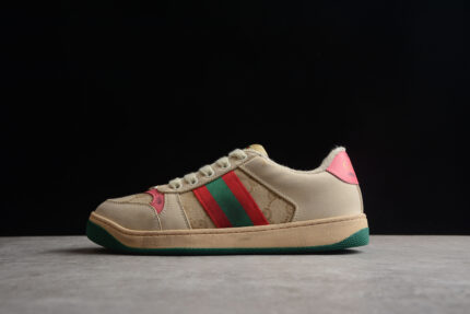 Gucci Screener GG Sneaker - Pink and Green Trim crossreps