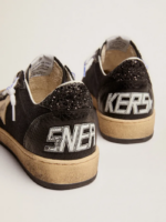 Black canvas Ball Star sneakers with platinum-colored star crossreps