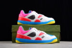 Gucci Neon Pink and Blue Leather Sneakers with Multicolor Sole crossreps