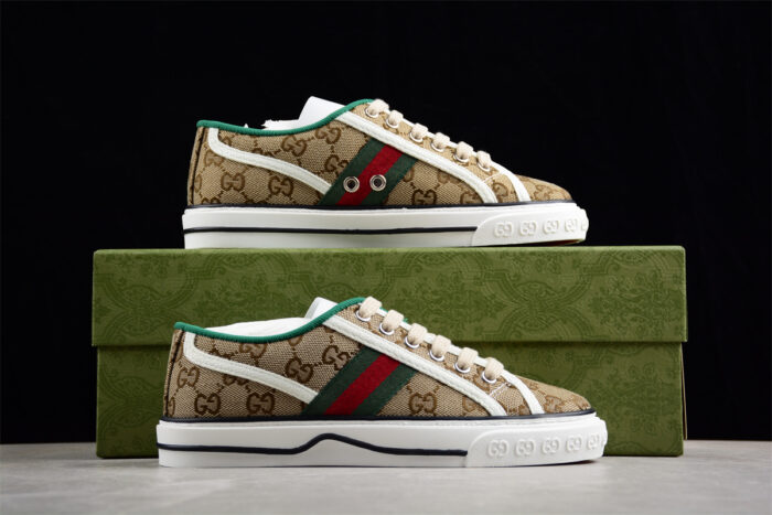 Gucci Tennis 1977 Sneakers - Beige and Green crossreps