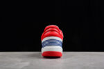 Gucci Red and White Leather Sneakers with Blue Logo Accents crossreps