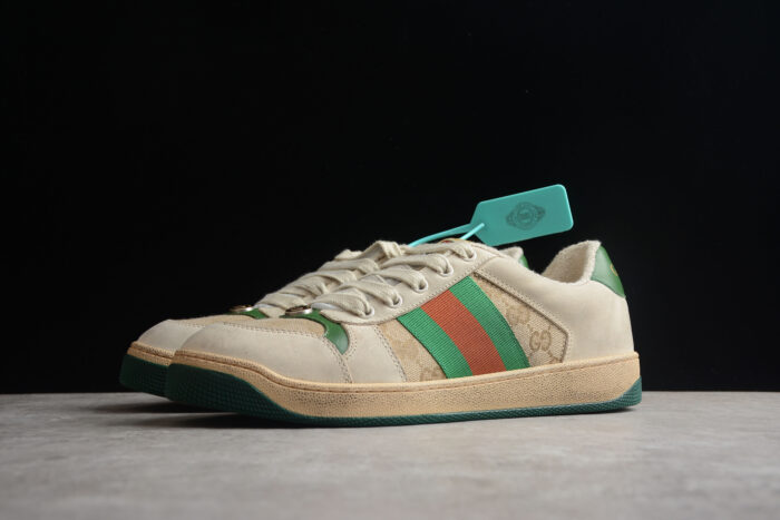 Gucci Screener GG Sneaker - Green and Orange Trim crossreps