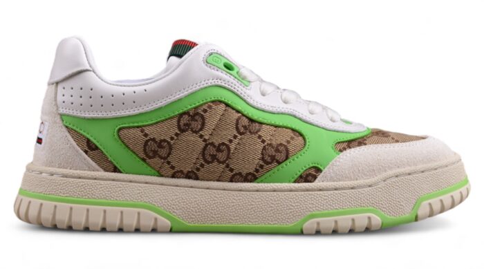 Gucci Tennis 1977 Sneakers - White, Brown, and Neon Green crossreps