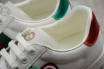 Gucci Ace Leather Sneaker with Red Metallic Heel Tab and Green and Red Web