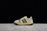 Gucci Beige Leather Sneakers with Green and Red Web Stripe crossreps