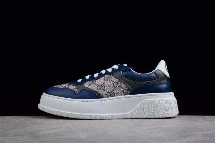 Gucci Basket Sneaker - Navy and Beige GG Monogram crossreps