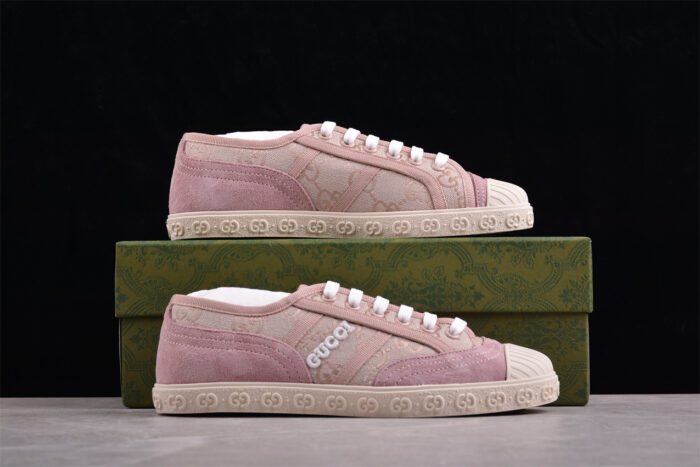 Gucci GG Canvas Pink Suede Sneaker crossreps