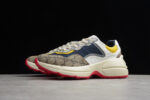 Gucci Rhyton Mixed-Material Sneaker with GG Canvas and Yellow Accents crossreps