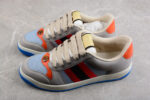 Gucci Grey Suede Sneakers with Orange and Black Accents crossreps