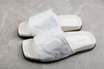 Gucci White Leather Slide Sandals with Embossed Logo crossreps