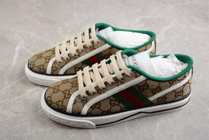 Gucci Tennis 1977 Sneakers - Beige and Green crossreps