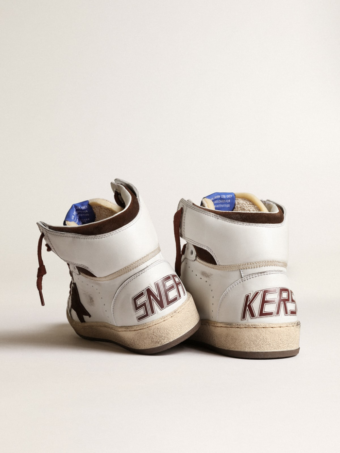 Sky-Star in white nappa leather with chocolate suede star crossreps