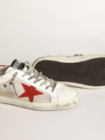 White Superstar sneakers in leather with red star crossreps