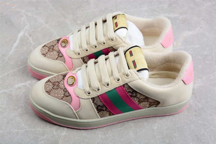 Gucci Screener Pink and Green GG Sneaker crossreps