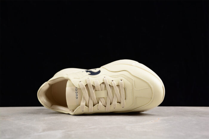 Gucci All-Beige Chunky Sole Sneakers with Black Interlocking G Logo crossreps