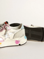 Running Sole sneakers in laminated pink with silver star crossreps