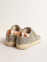 Super-Star in platinum glitter with dove-gray suede star crossreps