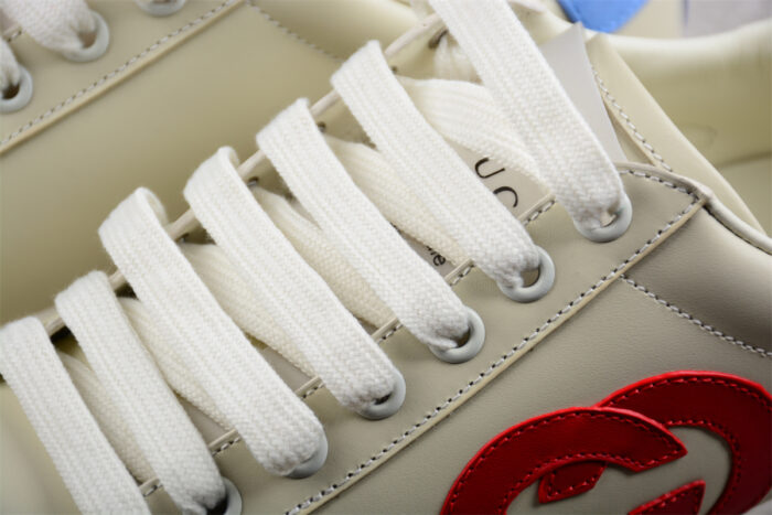 Gucci White Leather Sneakers with Red and Blue GG Logo crossreps