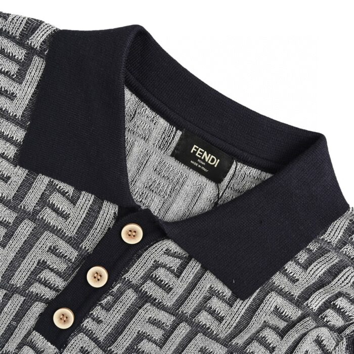 24ss Full FF Logo Jacquard Weave Knit Polo T-Shirt crossreps