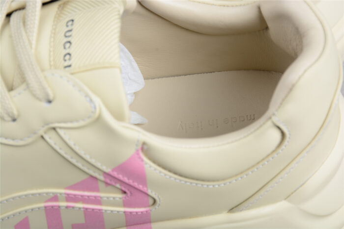 Gucci Rhyton Leather Sneaker with Pink Carriage Print crossreps