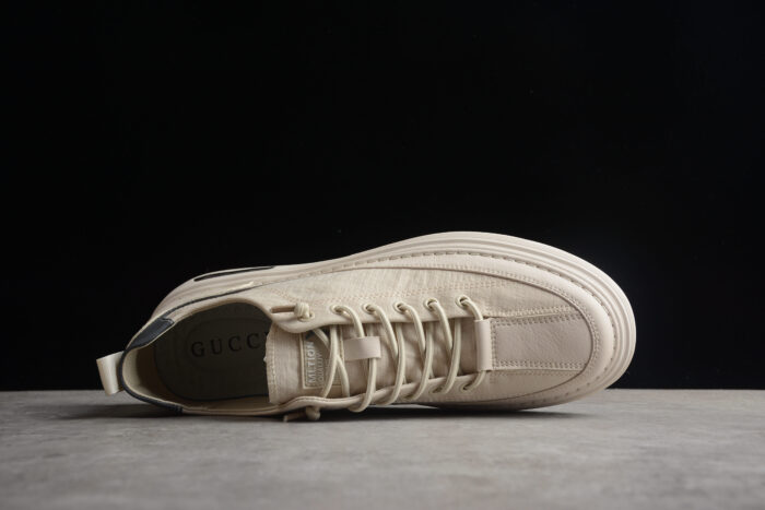 Gucci Beige Canvas and Leather Sneakers crossreps