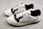 Gucci White and Black Leather Sneakers with Embossed GG Logo crossreps