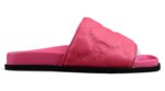 Gucci Pink Leather Slide Sandals with Embossed Logo crossreps