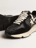 Running Sole sneakers in black nappa leather and suede with white leather star crossreps