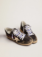 Black canvas Ball Star sneakers with platinum-colored star crossreps