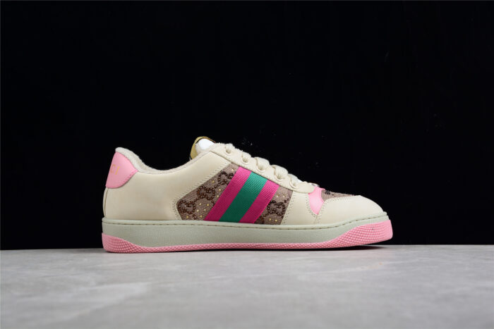 Gucci Screener Pink and Green GG Sneaker crossreps