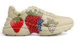 Gucci Rhyton Leather Sneaker with Strawberry Print crossreps