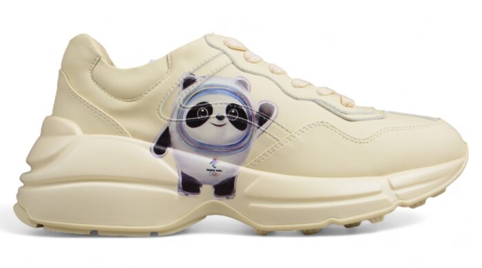 Gucci Rhyton Leather Sneaker with Panda Graphic