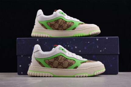 Gucci Tennis 1977 Sneakers - White, Brown, and Neon Green crossreps