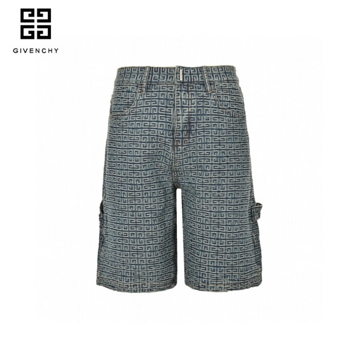 23ss 4G Full Logo Jacquard Weave Denim Short crossreps