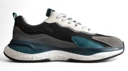 Gucci Black and Grey Chunky Sole Sneakers with Teal Accents crossreps