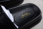 Gucci Black Leather Slide Sandals with Embossed Logo crossreps