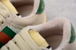 Gucci Beige Leather Sneakers with Green and Red Web Stripe crossreps