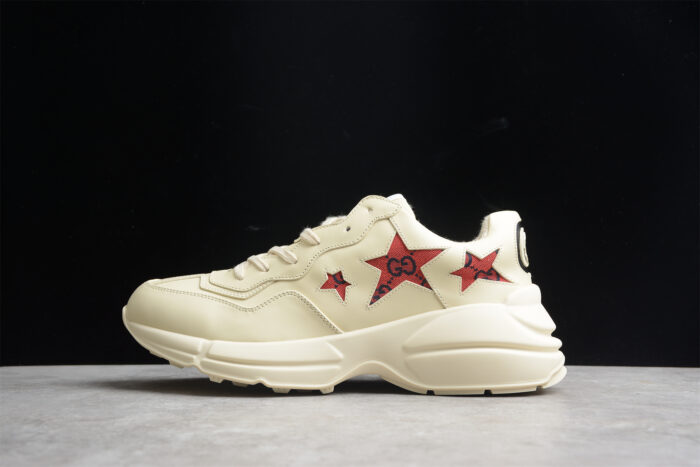 Gucci Rhyton Leather Sneaker with Red GG Stars crossreps