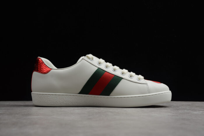 Gucci Ace Leather Sneaker with Red and Green Web crossreps