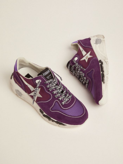 Suede, leather and mesh Running Sole sneakers with metallic purple heel tab crossreps