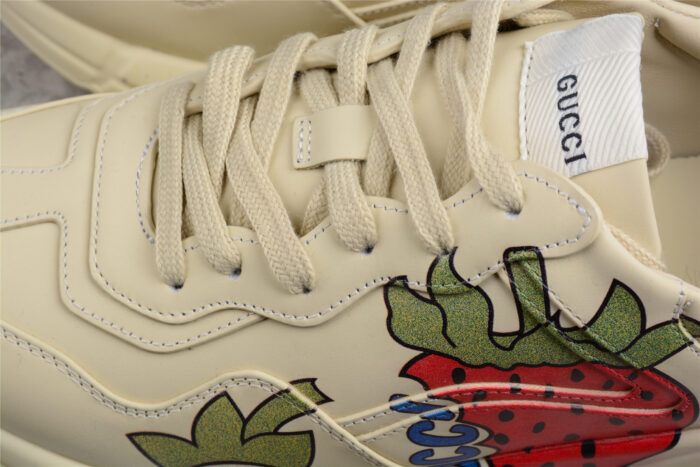 Gucci Rhyton Leather Sneaker with Strawberry Print crossreps