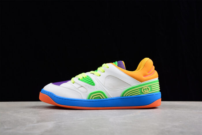 Gucci Neon Multicolor Leather Sneakers with Vibrant Accents crossreps