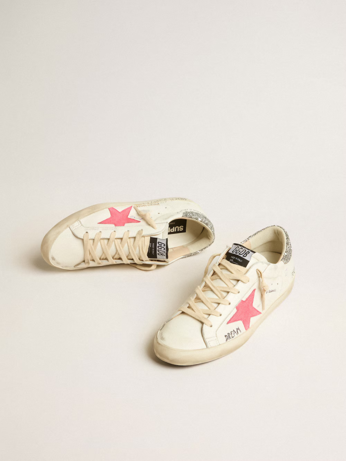 Super-Star LTD with fluorescent lobster suede star and glitter heel tab crossreps