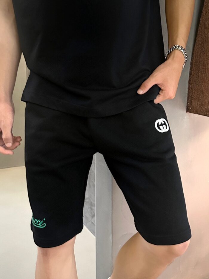 Embroidery Double G Signature Logo Cotton Short crossreps