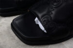 Gucci Black Leather Slide Sandals with Embossed Logo crossreps