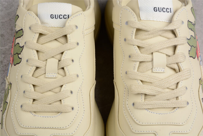 Gucci Rhyton Leather Sneaker with Strawberry Print crossreps