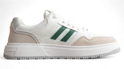 Gucci White and Beige Sneakers with Green Stripes crossreps