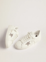 Purestar sneakers in white leather with silver-colored crystal star crossreps