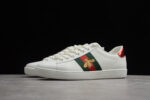 Gucci Ace Leather Sneaker with Red Metallic Heel Tab and Green and Red Web crossreps